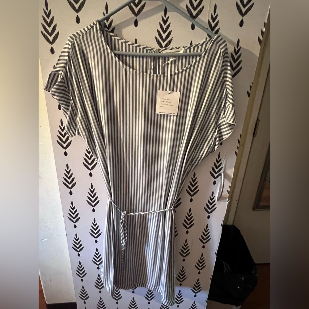 Blue and white striped summer dress. Medium